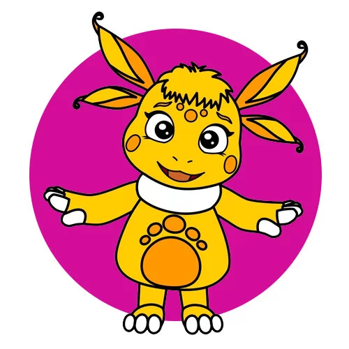 Цветной пример раскраски луна подружка лунтика