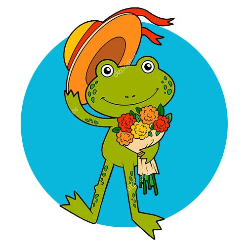 Цветной вариант раскраски лягушка мальчик