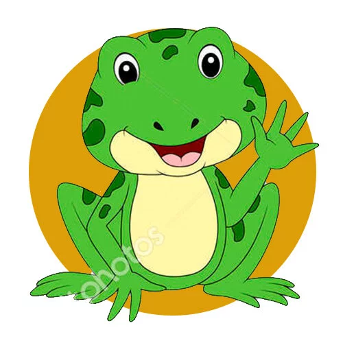 Цветной вариант раскраски лягушка машет