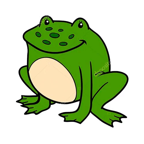 Цветной вариант раскраски лягушка сидит