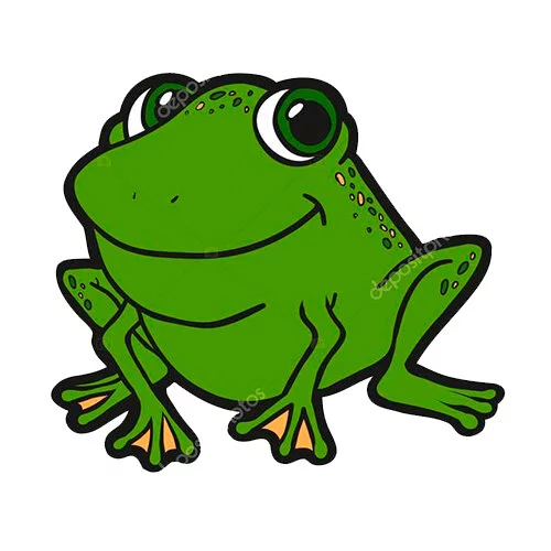 Цветной пример раскраски лягушка улыбается