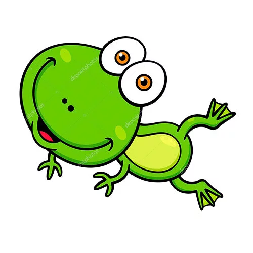 Цветной вариант раскраски лягушка в прыжке