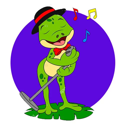 Цветной вариант раскраски лягушка в шляпе