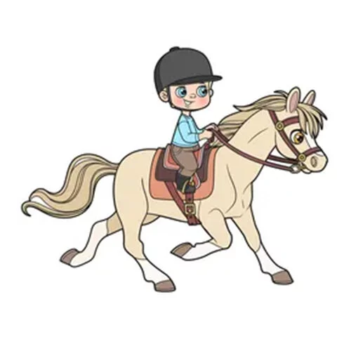 Цветной пример раскраски мальчик на коне