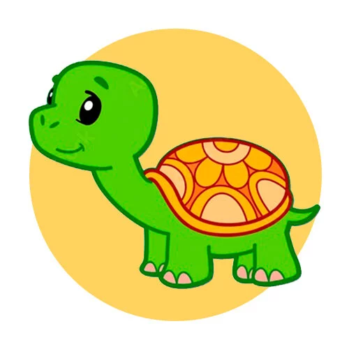 Цветной вариант раскраски маленькая черепашка