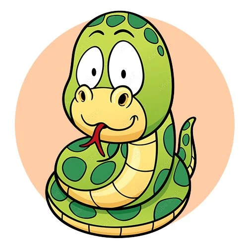 Цветной вариант раскраски маленькая змейка