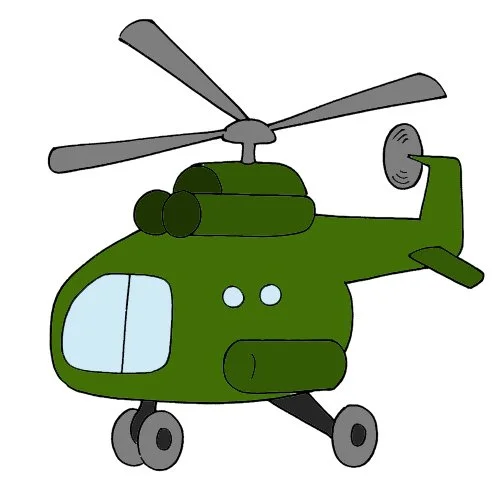 Цветной пример раскраски маленький вертолет
