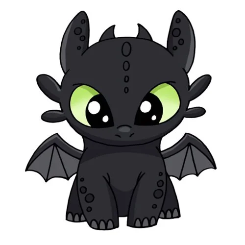 Цветной пример раскраски малыш беззубик