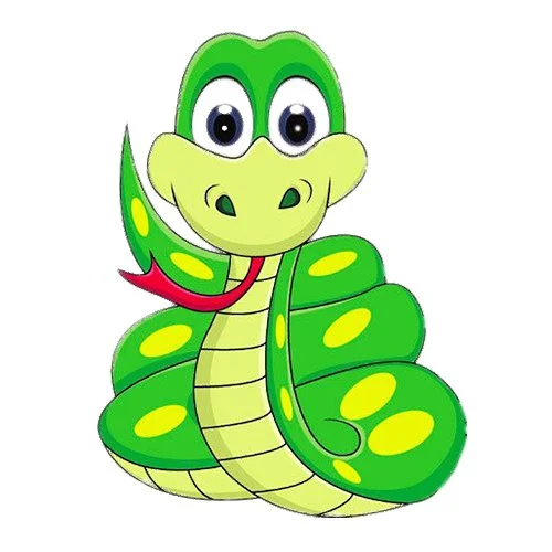 Цветной пример раскраски малыш змеи