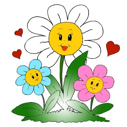 Цветной пример раскраски мама ромашка и детки