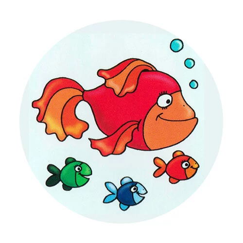 Цветной пример раскраски мама рыба и детки