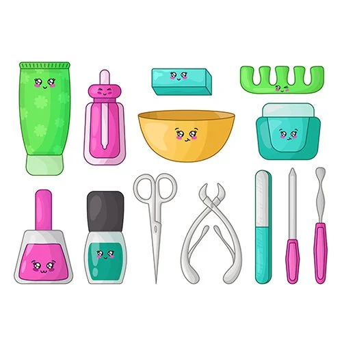 Цветной вариант раскраски маникюрный салон кавай