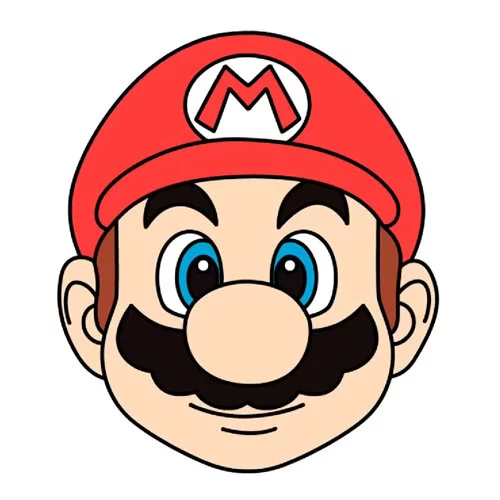 Цветной вариант раскраски марио маска