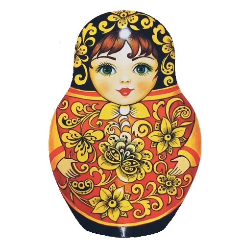 Цветной вариант раскраски матрешка хохлома