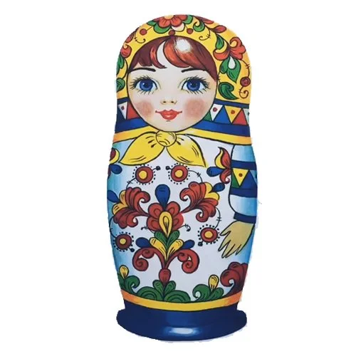 Цветной вариант раскраски матрешка в косынке