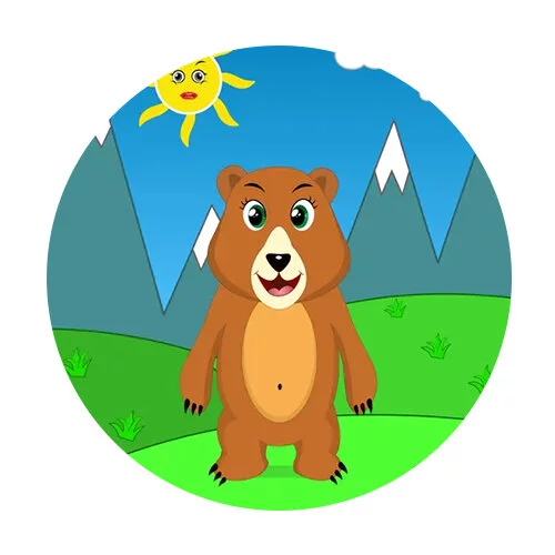 Цветной вариант раскраски медведь в горах