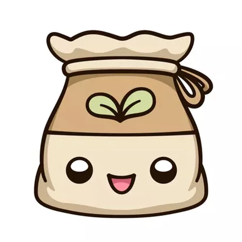 Цветной вариант раскраски мешок каваи