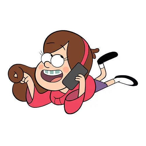 Цветной пример раскраски мэйбл пайнс болтает по телефону