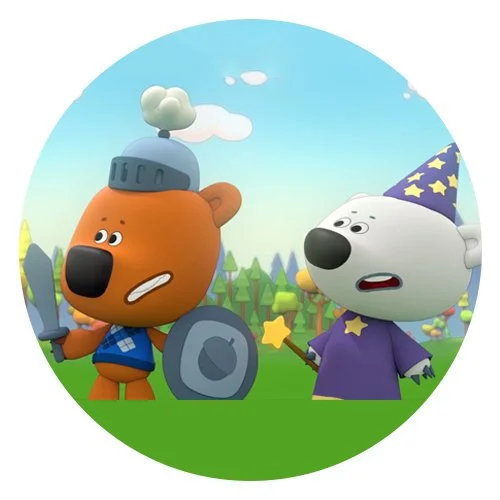 Цветной вариант раскраски ми-ми-мишки кеша и тучка