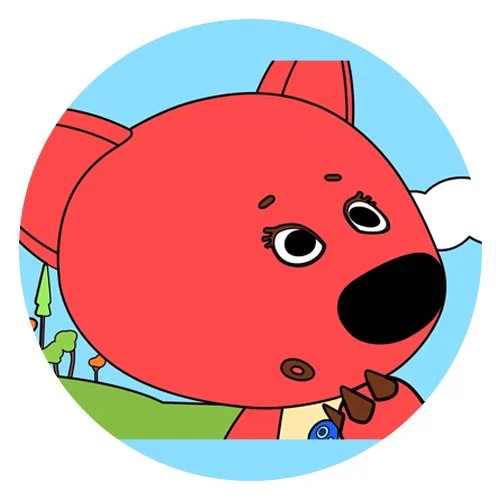 Цветной вариант раскраски ми-ми-мишки лисичка задумалась