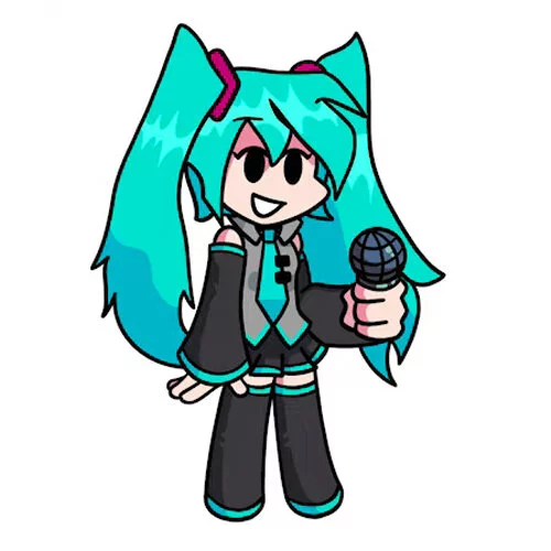 Цветной вариант раскраски мику хацунэ фнф