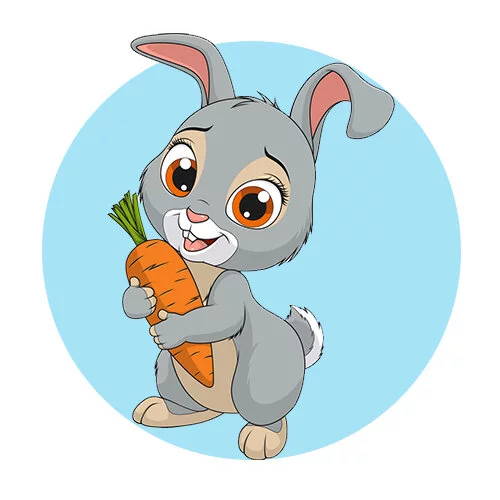 Цветной вариант раскраски милаш-заяц