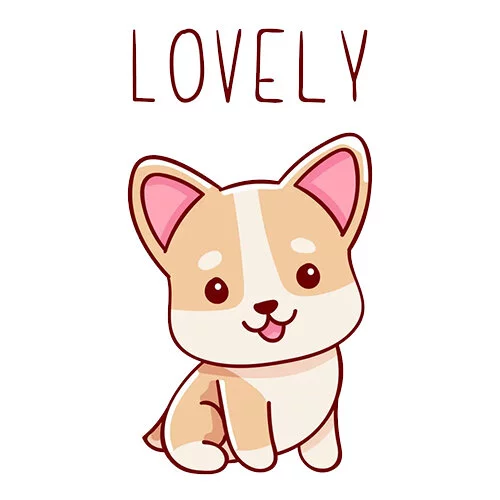 Цветной вариант раскраски милашный корги