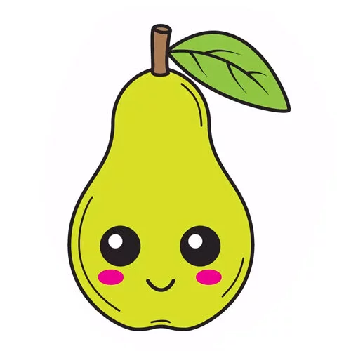 Цветной вариант раскраски милая груша каваи