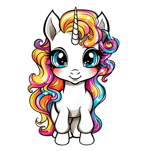 Цветной вариант раскраски милая поняшка единорог