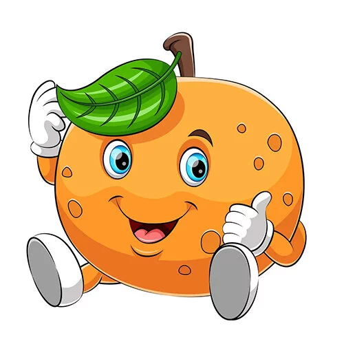 Цветной вариант раскраски милый апельсин