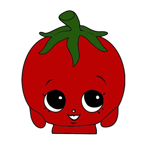 Цветной вариант раскраски милый помидор каваи