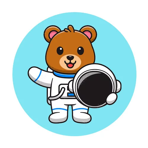 Цветной вариант раскраски мишка-космнавт