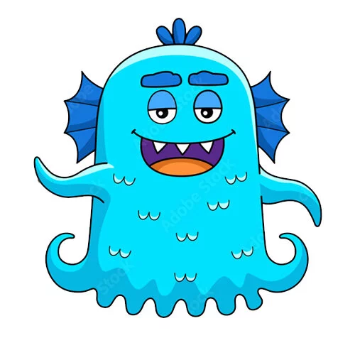 Цветной вариант раскраски монстр подводный