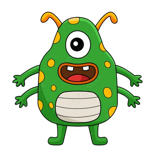 Цветной вариант раскраски монстр с лапками