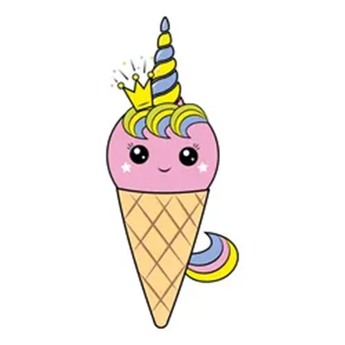 Цветной вариант раскраски мороженое единорог каваи