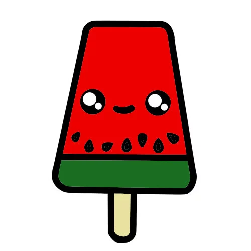 Цветной пример раскраски мороженое из арбуза