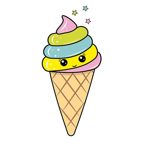 Цветной вариант раскраски мороженое каваи
