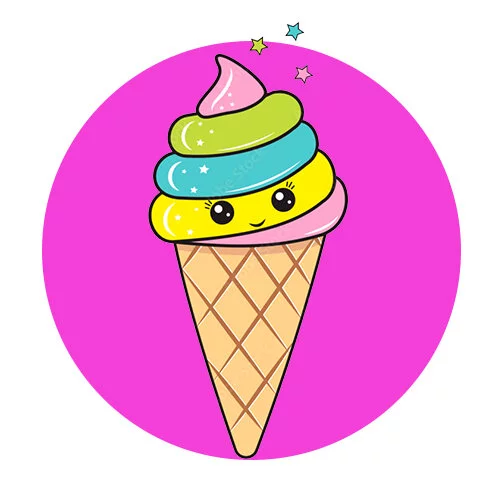 Цветной вариант раскраски мороженое-каваи в рожке