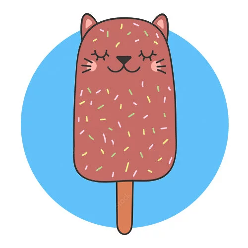 Цветной вариант раскраски мороженое милое