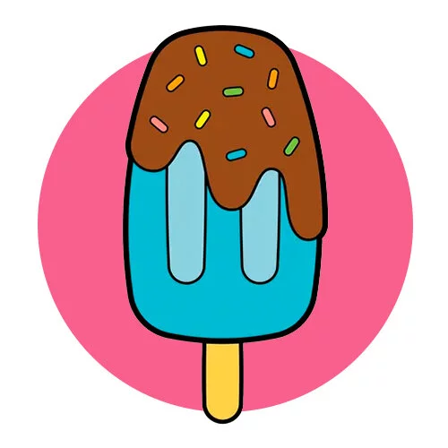 Цветной вариант раскраски мороженое в шоколаде
