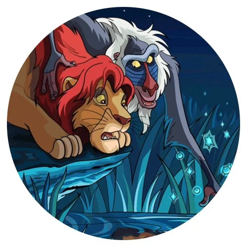 Цветной вариант раскраски муфаса и рафики