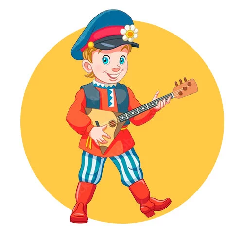 Цветной вариант раскраски мужской русский национальный костюм