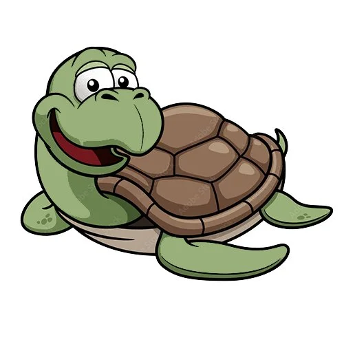 Цветной вариант раскраски мультяшка черепаха