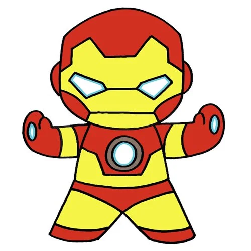 Цветной вариант раскраски мультяшный железный человек