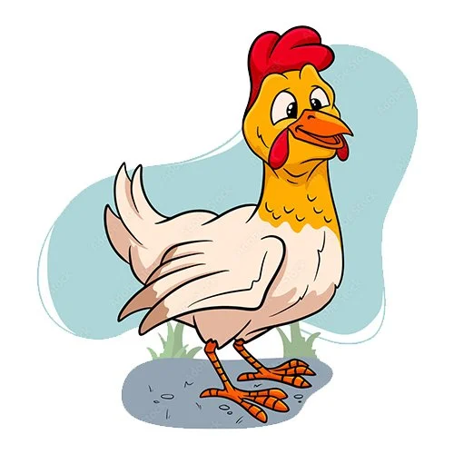 Цветной вариант раскраски мультяшный петух