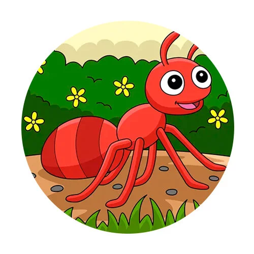 Цветной вариант раскраски муравей с усиками