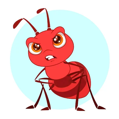 Цветной вариант раскраски муравей злой