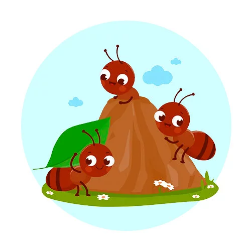 Цветной вариант раскраски муравьи