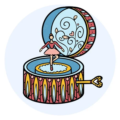 Цветной вариант раскраски музыкальная шкатулка с балериной