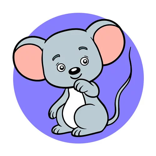 Цветной вариант раскраски мышь задумался